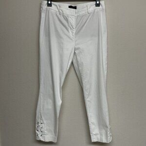 Talbots Sz 4 Black Label White Tapered Leg Chino Ankle Pants Cotton Stretch EUC